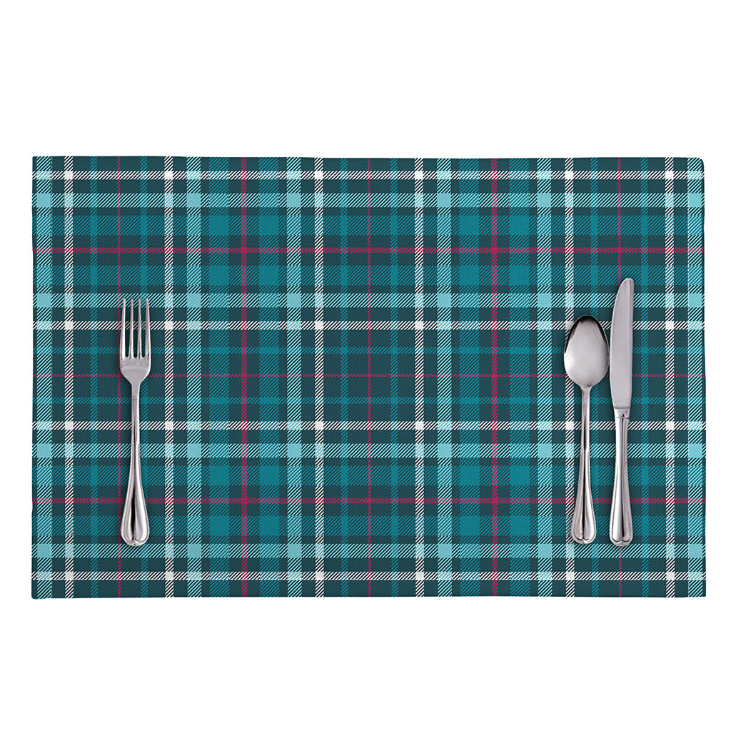 Teal Plaid Pattern Print Placemat