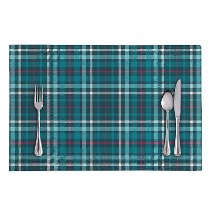 Teal Plaid Pattern Print Placemat