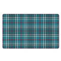 Teal Plaid Pattern Print Polyester Doormat