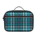 Teal Plaid Pattern Print Portable Lunch Bag