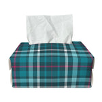 Teal Plaid Pattern Print Rectangle Tissue Box Cover