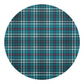 Teal Plaid Pattern Print Round Blanket