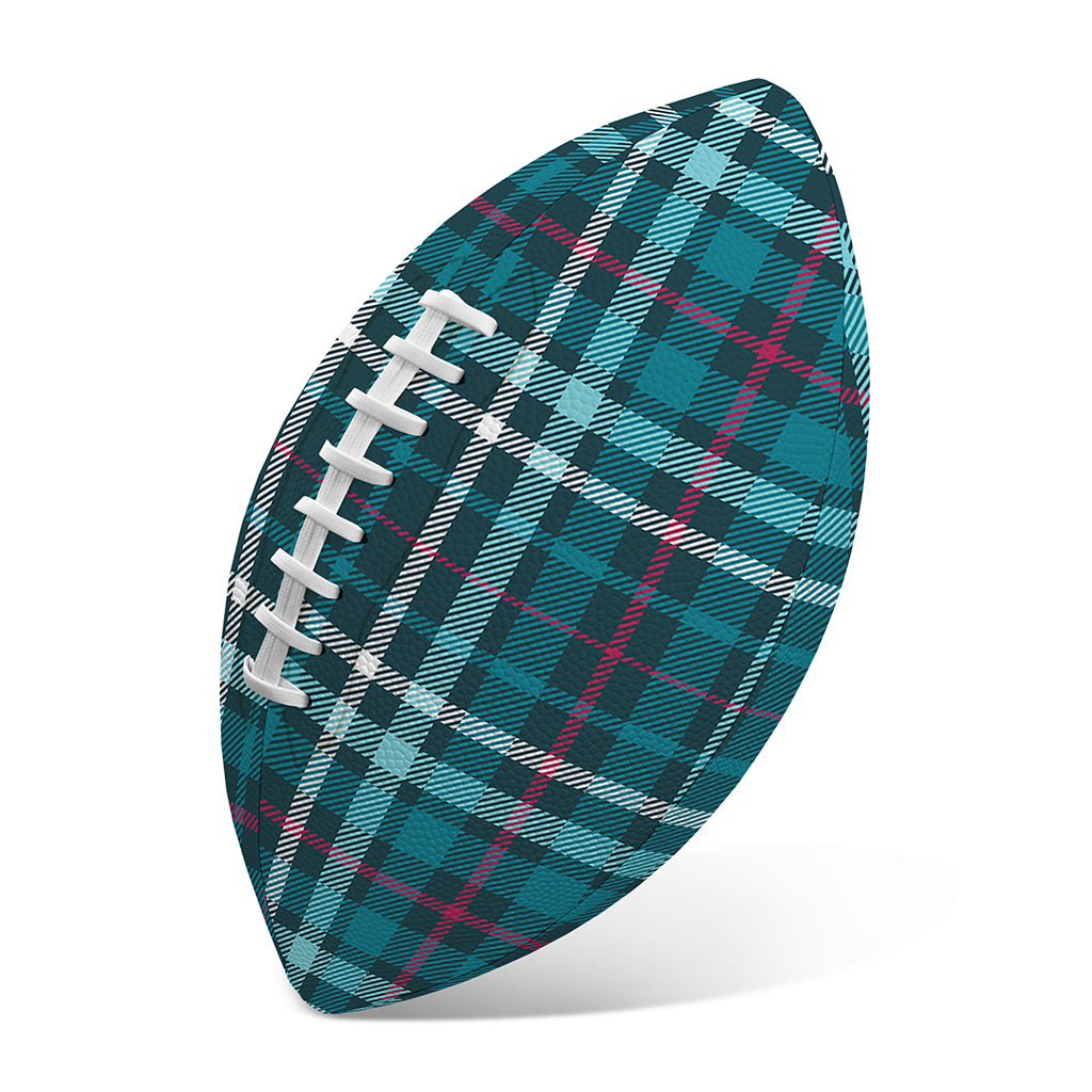 Teal Plaid Pattern Print Rugby Ball