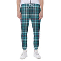 Teal Plaid Pattern Print Joggers