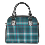 Teal Plaid Pattern Print Shoulder Handbag
