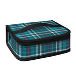 Teal Plaid Pattern Print Small Lunch Bag