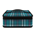 Teal Plaid Pattern Print Small Lunch Bag