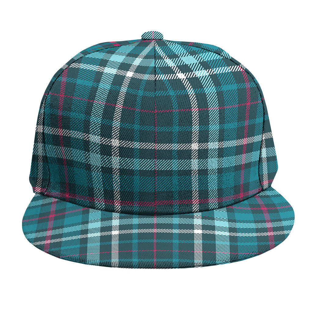 Teal Plaid Pattern Print Snapback Cap