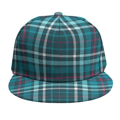 Teal Plaid Pattern Print Snapback Cap