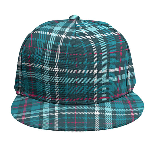 Teal Plaid Pattern Print Snapback Cap