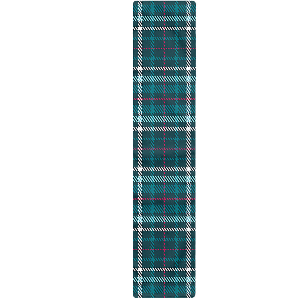 Teal Plaid Pattern Print Table Runner