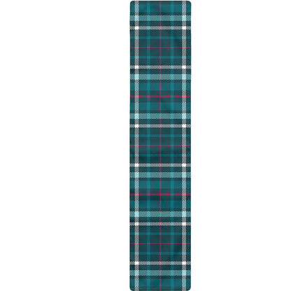 Teal Plaid Pattern Print Table Runner