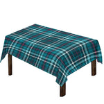 Teal Plaid Pattern Print Tablecloth