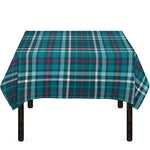 Teal Plaid Pattern Print Tablecloth