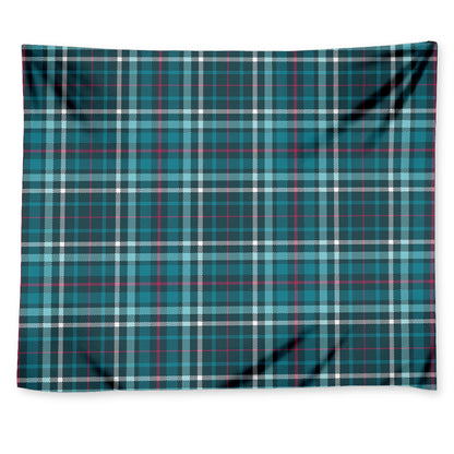 Teal Plaid Pattern Print Tapestry