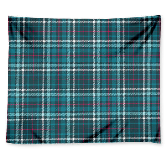 Teal Plaid Pattern Print Tapestry