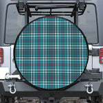 Teal Plaid Pattern Print Tire Cover