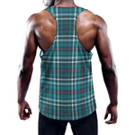 Teal Plaid Pattern Print Training Tank Top