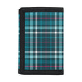 Teal Plaid Pattern Print Trifold Wallet