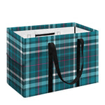 Teal Plaid Pattern Print Utility Tote Bag