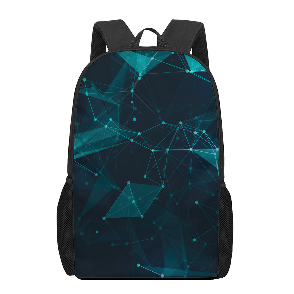 Teal Polygonal Dot Geometric Print 17 Inch Backpack