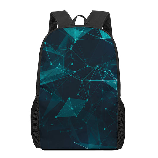 Teal Polygonal Dot Geometric Print 17 Inch Backpack