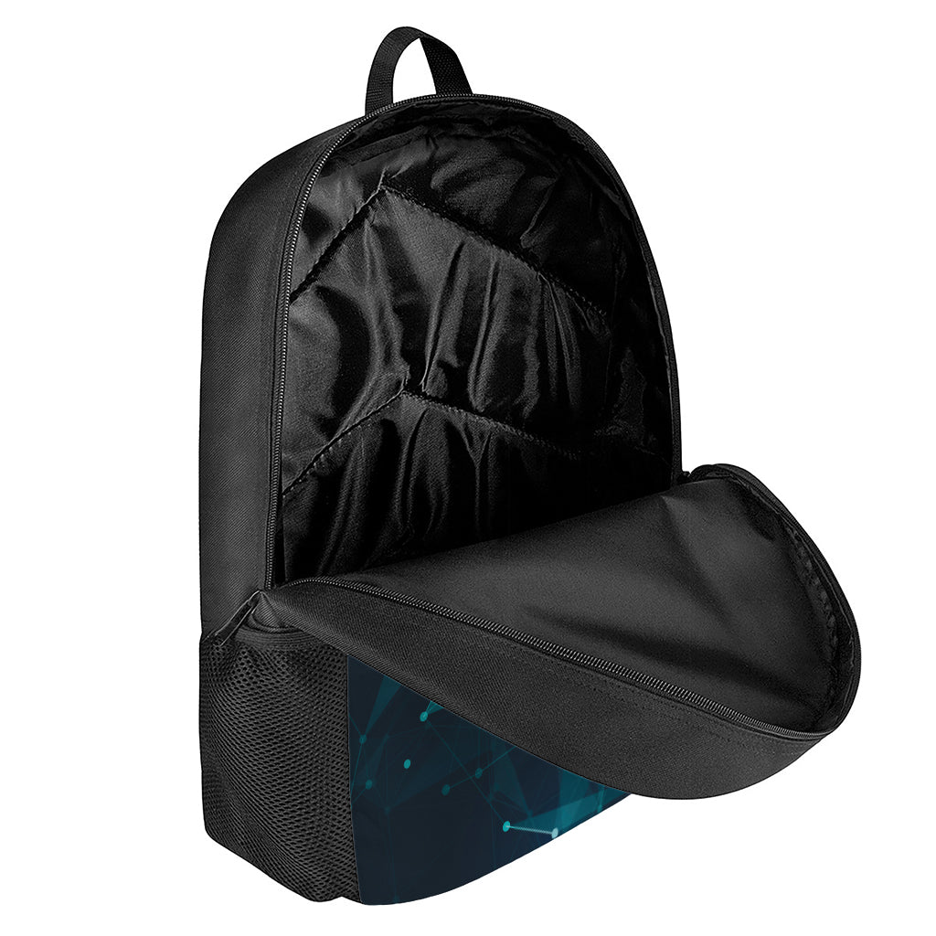 Teal Polygonal Dot Geometric Print 17 Inch Backpack