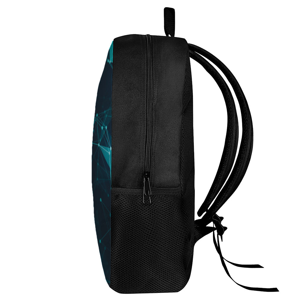 Teal Polygonal Dot Geometric Print 17 Inch Backpack