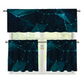 Teal Polygonal Dot Geometric Print 3 Piece Kitchen Curtains