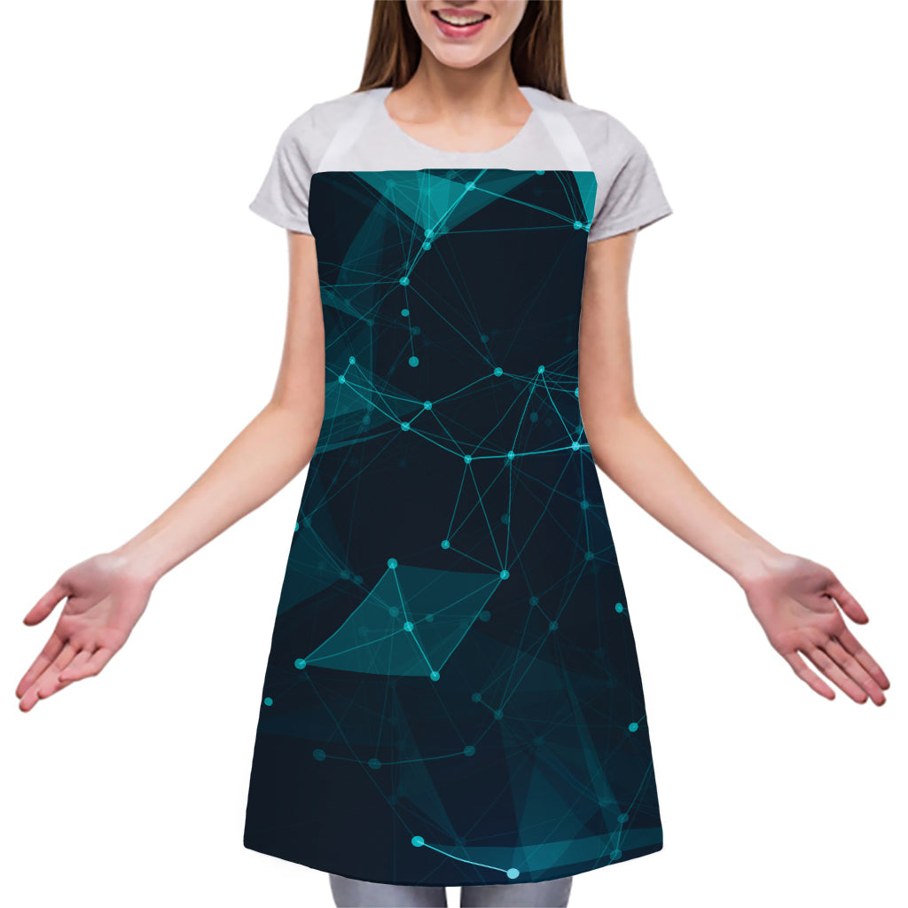 Teal Polygonal Dot Geometric Print Adjustable Apron