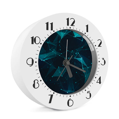 Teal Polygonal Dot Geometric Print Alarm Clock