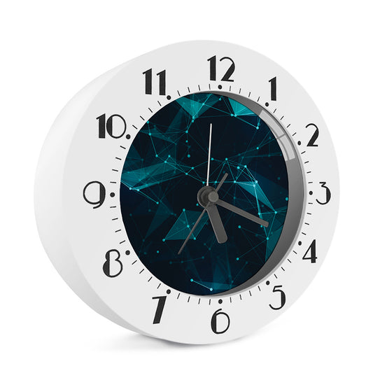 Teal Polygonal Dot Geometric Print Alarm Clock
