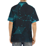 Teal Polygonal Dot Geometric Print Aloha Shirt