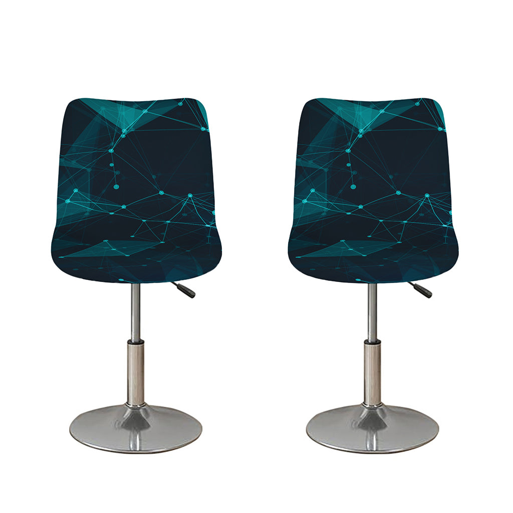 Teal Polygonal Dot Geometric Print Bar Stool Covers