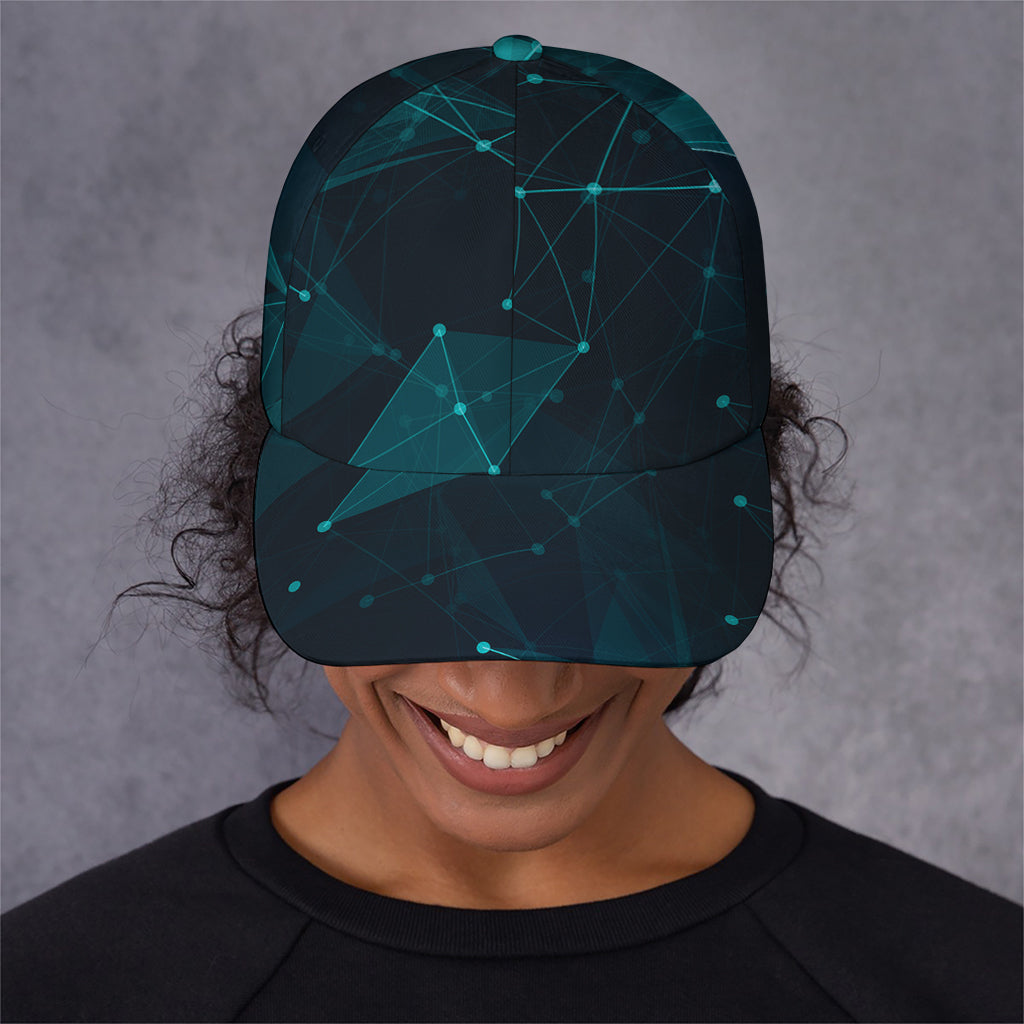 Teal Polygonal Dot Geometric Print Baseball Cap