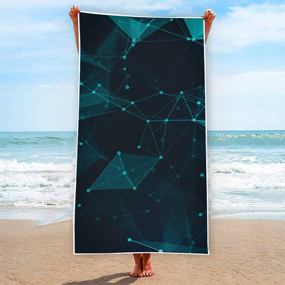 Teal Polygonal Dot Geometric Print Beach Towel