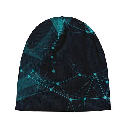 Teal Polygonal Dot Geometric Print Beanie