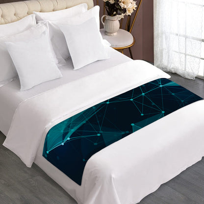 Teal Polygonal Dot Geometric Print Bed Runner