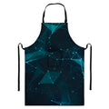 Teal Polygonal Dot Geometric Print Bib Apron With Pocket