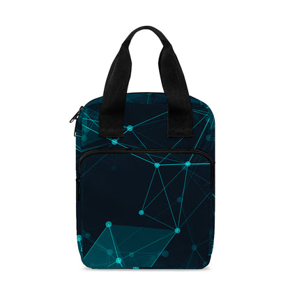 Teal Polygonal Dot Geometric Print Bible Tote Bag