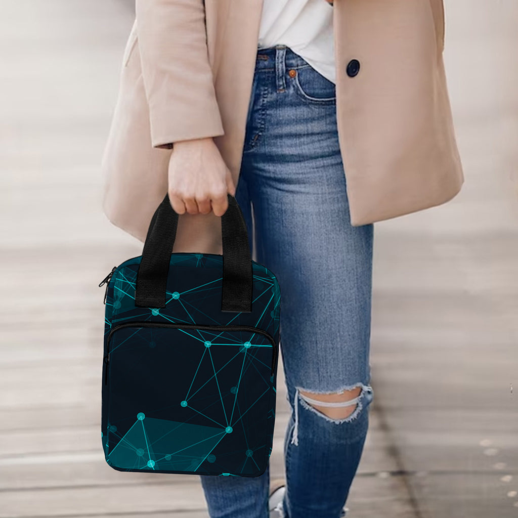 Teal Polygonal Dot Geometric Print Bible Tote Bag