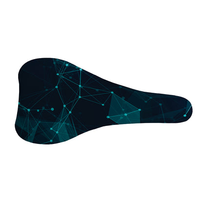 Teal Polygonal Dot Geometric Print Bicycle Seat Cover