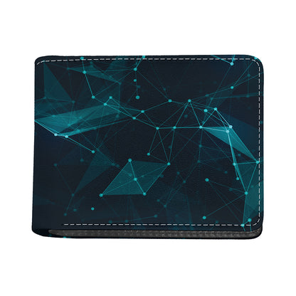 Teal Polygonal Dot Geometric Print Bifold Wallet