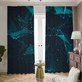 Teal Polygonal Dot Geometric Print Dimout Pencil Pleat Curtains