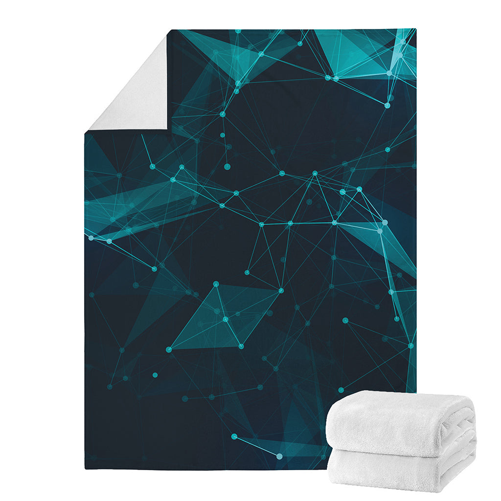 Teal Polygonal Dot Geometric Print Blanket