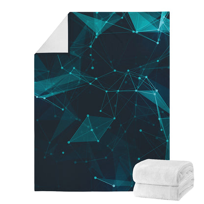 Teal Polygonal Dot Geometric Print Blanket