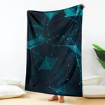 Teal Polygonal Dot Geometric Print Blanket