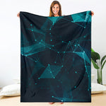 Teal Polygonal Dot Geometric Print Blanket