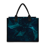 Teal Polygonal Dot Geometric Print Canvas Tote Bag