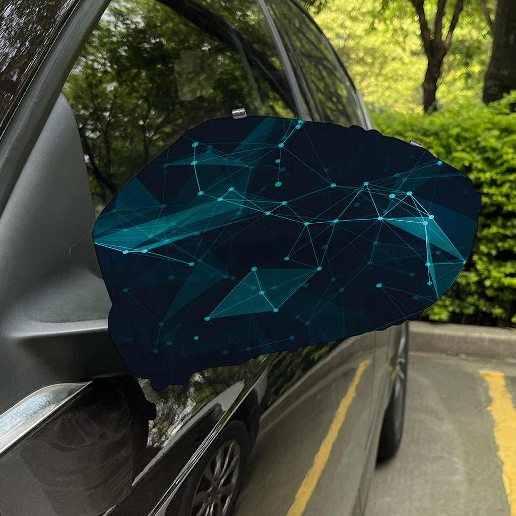 Teal Polygonal Dot Geometric Print Car Side Mirror Covers